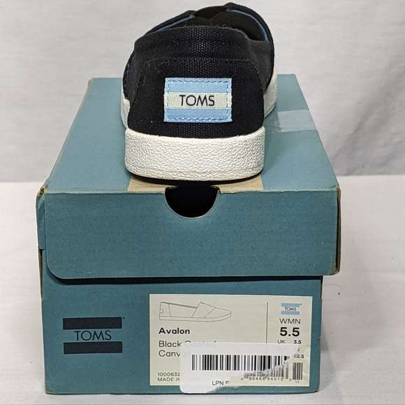 NEW Toms Womens Avalon Sneaker Flat Sz 5.5 black canvas shoe - Picture 4 of 4